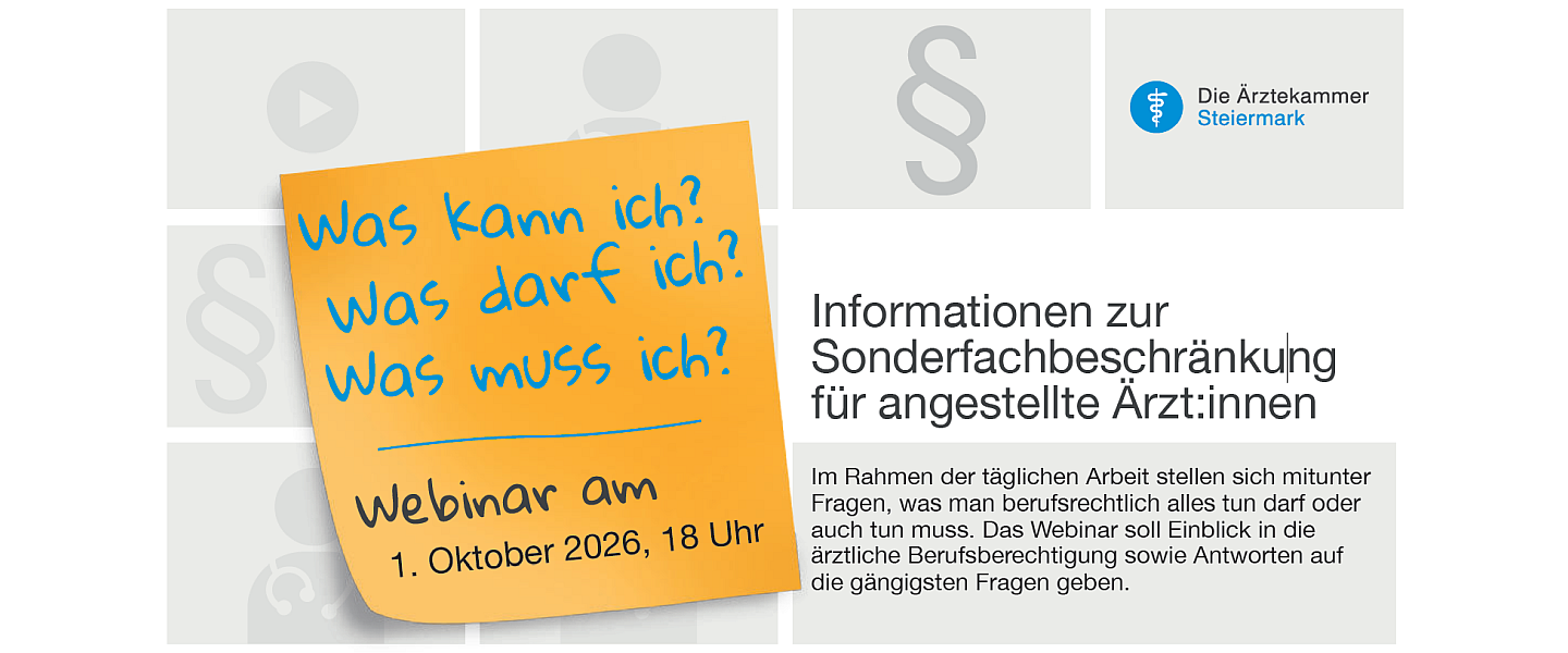 Symbolbild Webinar Informationen zur Sonderfachbeschränkung für angestellte Ärzt:innen